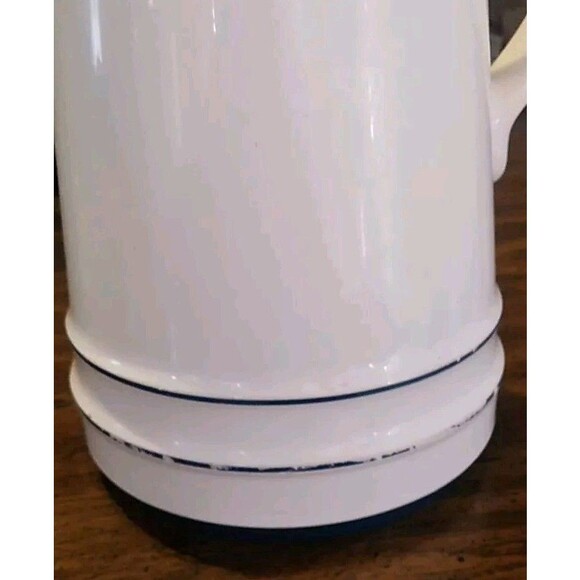 Vintage Thermos Sheree Carafe # 810 White Navy Blue Glass Lined West Germany - Picture 7 of 10